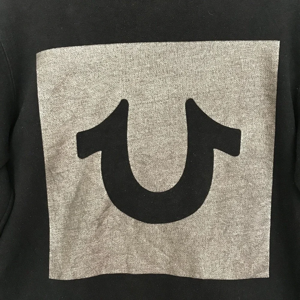 True‎ Religion Sweatshirt Mens Small Black Pullover Long Sleeve Reflective Logo